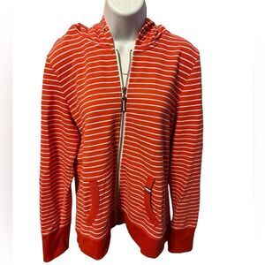 ☀️Tommy Hilfiger Orange & White Striped Hoodie Woman’s size Large